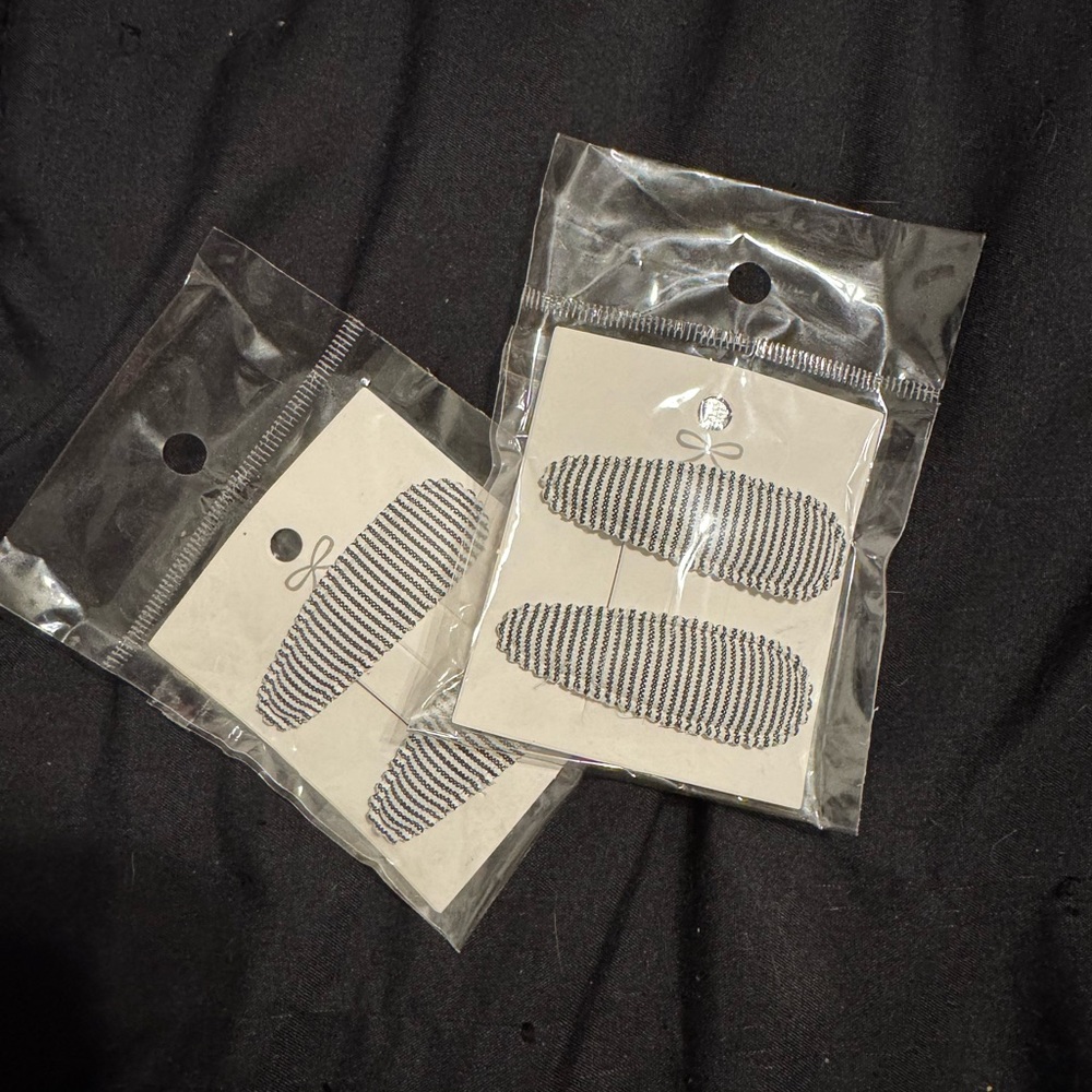Navy and White Stripes Hair Clips, Two on Card